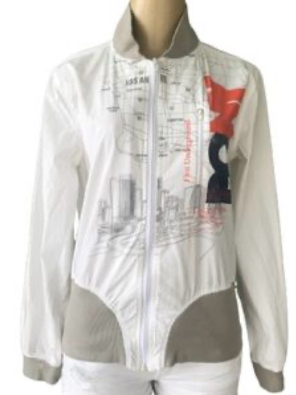 Pony White Jacket with Gray and Red Accents